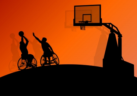 Basketball players young active sport silhouettes vector background abstract illustrationのイラスト素材