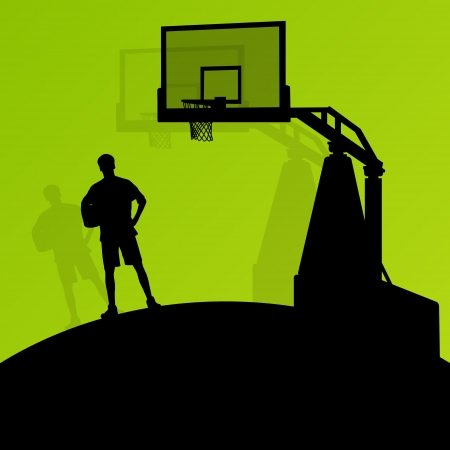 Basketball players young active sport silhouettes vector background abstract illustrationのイラスト素材