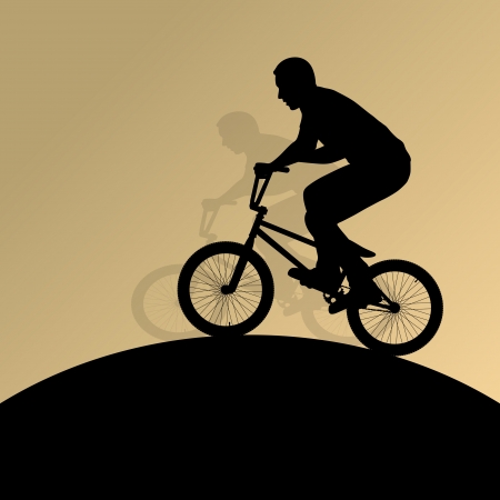 Extreme cyclists bicycle riders active children sport silhouettes for posterのイラスト素材