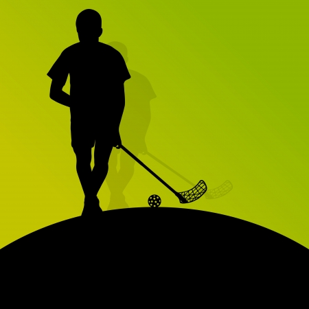 Floor ball players active sport silhouettesのイラスト素材