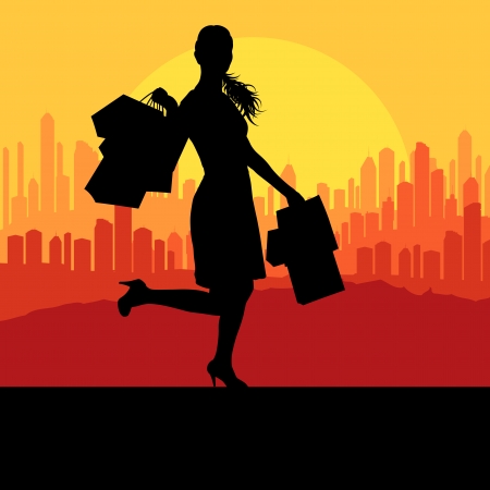 Women with shopping bags のイラスト素材