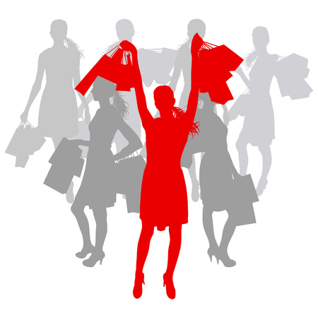 Women with shopping bagsのイラスト素材
