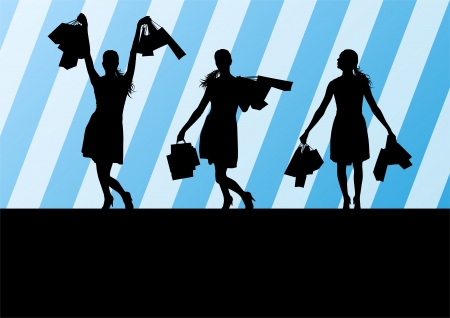 Women with shopping bagsのイラスト素材