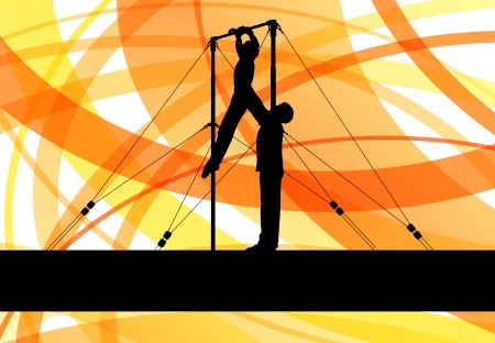 Gymnastics bar silhouette athlete vector abstract background concept templateのイラスト素材
