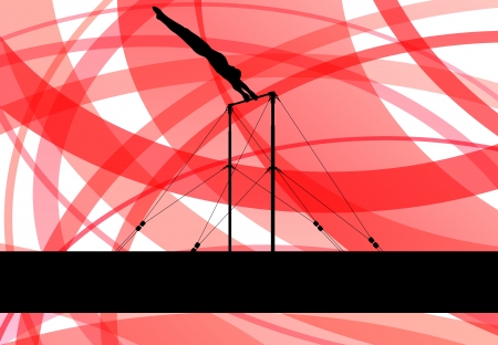 Gymnastics bar silhouette athlete vector abstract background  のイラスト素材