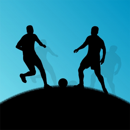 Soccer football players active sport silhouettes vector background illustration conceptのイラスト素材
