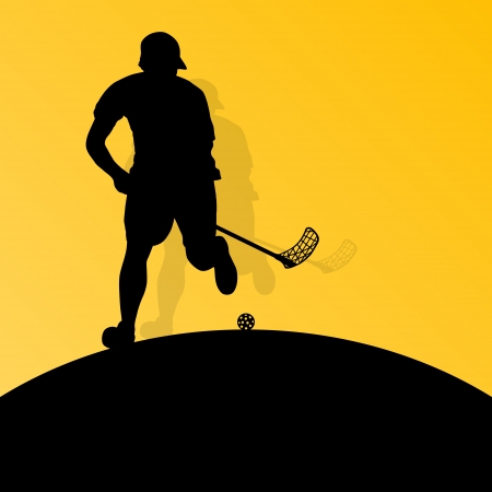 Floor ball players active sport silhouettesのイラスト素材