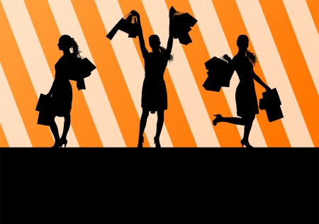Women with shopping bags のイラスト素材