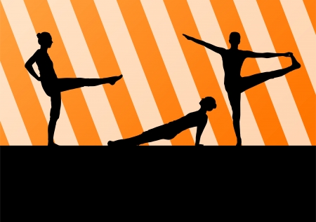 Yoga silhouettes vector backgroundのイラスト素材
