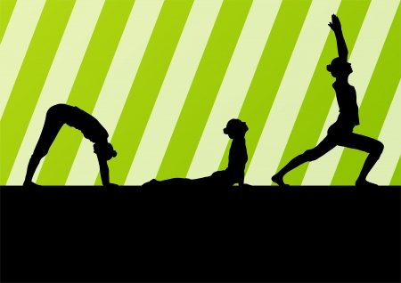 Yoga silhouettes vector background のイラスト素材