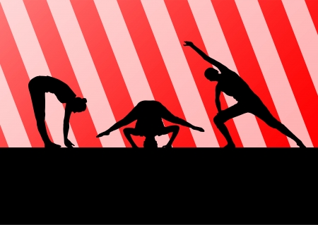 Yoga silhouettes vector background のイラスト素材