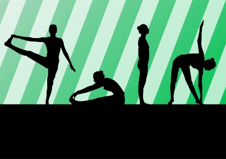 Yoga silhouettes vector backgroundのイラスト素材