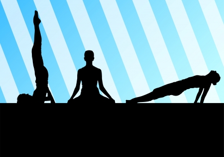 Yoga silhouettes vector background abstract template concept for posterのイラスト素材