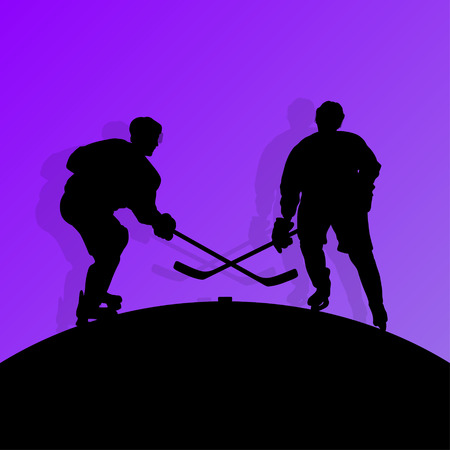 Active young man ice hockey sport silhouette skating in winter sports abstract background illustration vectorのイラスト素材