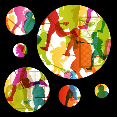 Lacrosse players active men sports silhouettes abstract background illustration vectorのイラスト素材