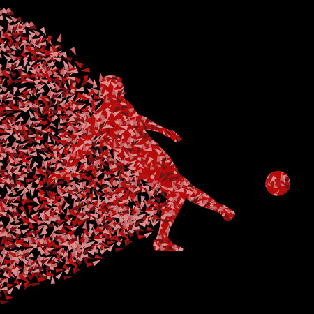 Soccer player winner vector background concept isolated on black made of triangular fragments explosion for posterのイラスト素材