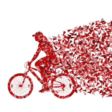 Colorful sport road bike rider bicycle silhouette background illustration vector concept made of triangular fragments explosionのイラスト素材