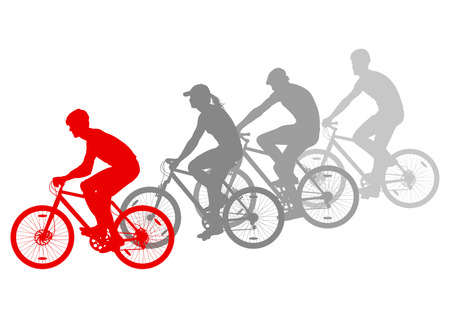Sport road bike riders bicycle silhouettes vector background winner conceptのイラスト素材