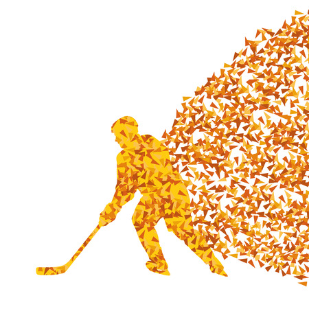 Ice hockey player silhouette sport abstract vector background concept made of triangular fragments exploasion for posterのイラスト素材