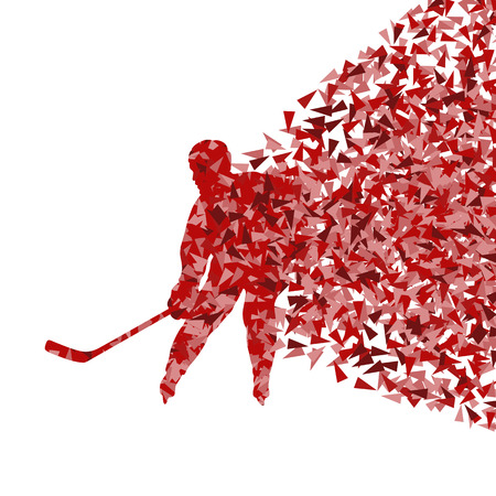 Ice hockey player silhouette sport abstract vector background concept made of triangular fragments exploasion for posterのイラスト素材