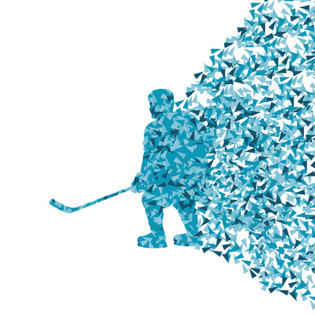 Ice hockey player silhouette sport abstract vector background concept made of triangular fragments exploasion for posterのイラスト素材