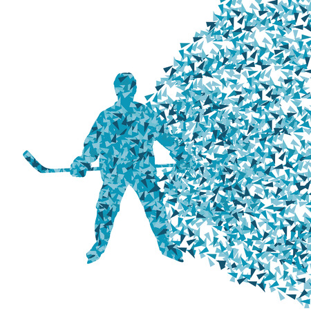 Ice hockey player silhouette sport abstract vector background concept made of triangular fragments exploasion for posterのイラスト素材