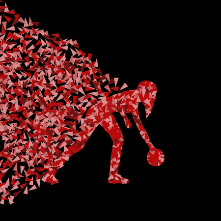 Bowling player silhouette sport vector background concept made of triangular fragments explosion for posterのイラスト素材