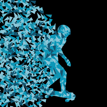 Skateboarder silhouette sport vector background concept made of triangular fragments explosion for posterのイラスト素材