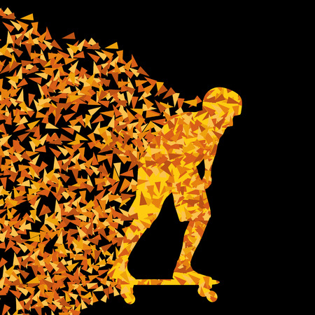 Skateboarder silhouette sport vector background concept made of triangular fragments explosion for posterのイラスト素材
