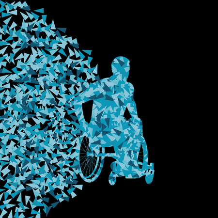 Wheelchair racer silhouette sport vector background concept made of triangular fragments explosionのイラスト素材