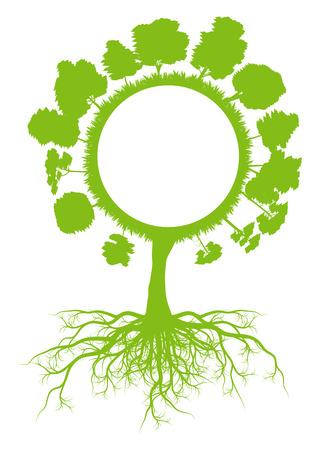 Tree world globe ecology vector background concept with roots for posterのイラスト素材