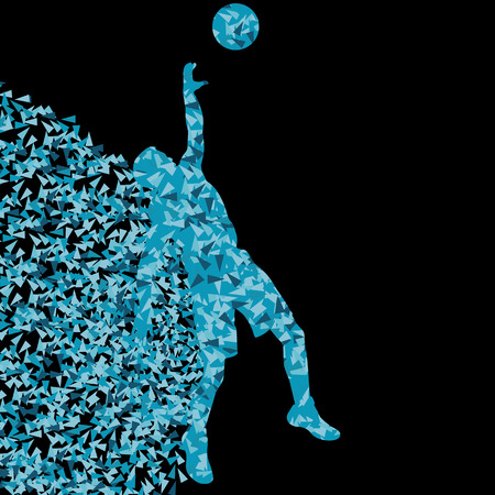 Basketball player winner vector background concept isolated on black made of triangular fragments explosion for posterのイラスト素材