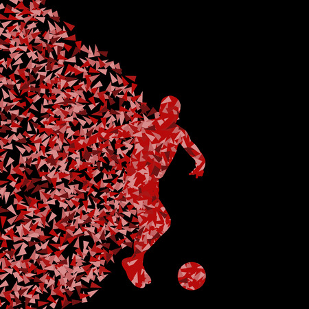 Soccer player winner vector background concept isolated on black made of triangular fragments explosion for posterのイラスト素材