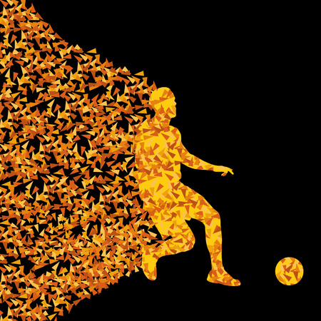 Soccer player winner vector background concept isolated on black made of triangular fragments explosion for posterのイラスト素材
