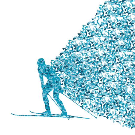 Skiing woman silhouette vector background concept made of fragments for posterのイラスト素材