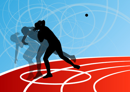 Active shot putter woman sport athletics ball throwing silhouettes abstract illustration background vectorのイラスト素材