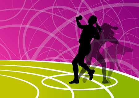 Active shot putter woman sport athletics ball throwing silhouettes abstract illustration background vectorのイラスト素材