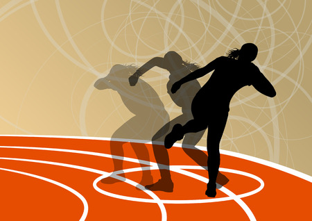 Active shot putter woman sport athletics ball throwing silhouettes abstract illustration background vectorのイラスト素材