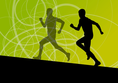 Active men runner sport athletics running silhouettes illustration background vectorのイラスト素材