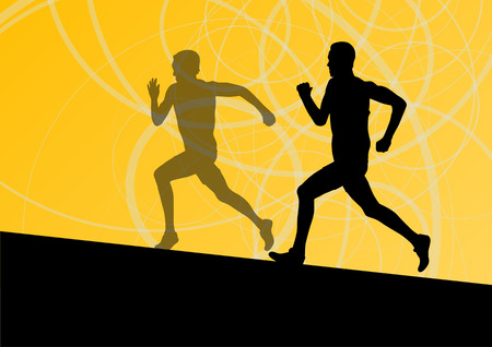 Active men runner sport athletics running silhouettes illustration background vectorのイラスト素材
