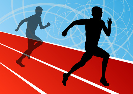 Active men runner sport athletics running silhouettes illustration background vectorのイラスト素材