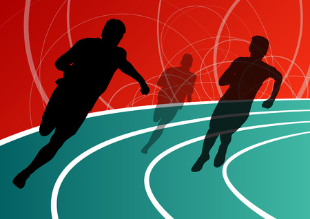 Active men runner sport athletics running silhouettes illustration background vectorのイラスト素材