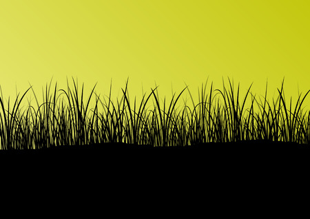 Green grass and plants detailed silhouette landscape illustration abstract background vectorのイラスト素材