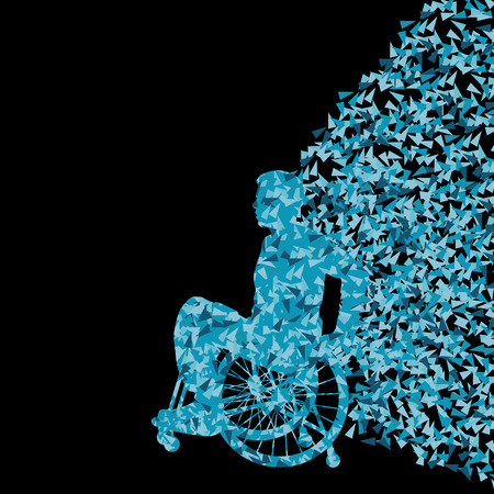 Man in wheelchair vector abstract background concept for posterのイラスト素材