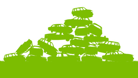 Junkyard, waste, dump green ecology background concept waste management and sorting for posterのイラスト素材
