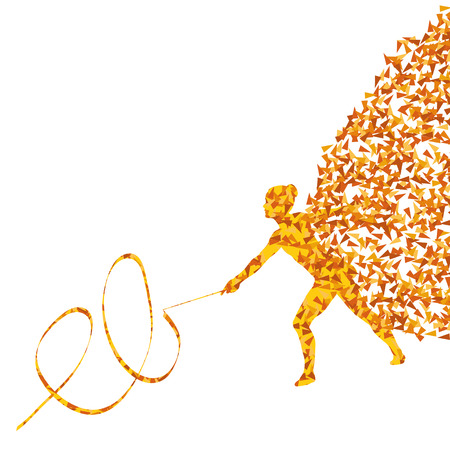 Teenager gymnastic with ribbon abstract background for posterのイラスト素材
