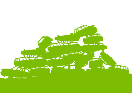 Junkyard, waste, dump green ecology background concept waste management and sorting for posterのイラスト素材