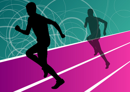 Active men runner sport athletics running silhouettes illustration background vectorのイラスト素材