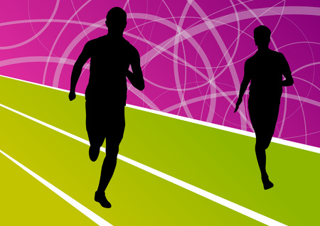 Active men runner sport athletics running silhouettes illustration background vectorのイラスト素材