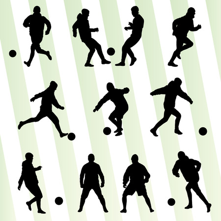 Soccer players silhouette vector background concept set for posterのイラスト素材